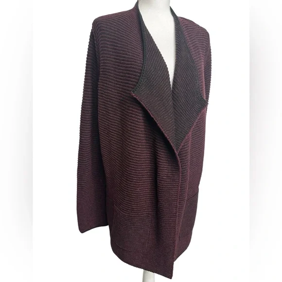 PUREJILL / Black & Maroon Cardigan Sweater / Medium / Preppy Goth Bohemian - Picture 2 of 13